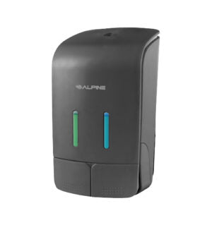 Alpine ALP426-GRY grey double soap and hand sanitizer wall-mounted dispenser
