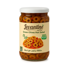 Levantine Premium Spicy Green Olive Salad 600ml Glass Jar