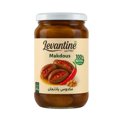 Levantine Premium Makdous Eggplants Stuffed Walnuts Red Pepper 600ml Glass Jar