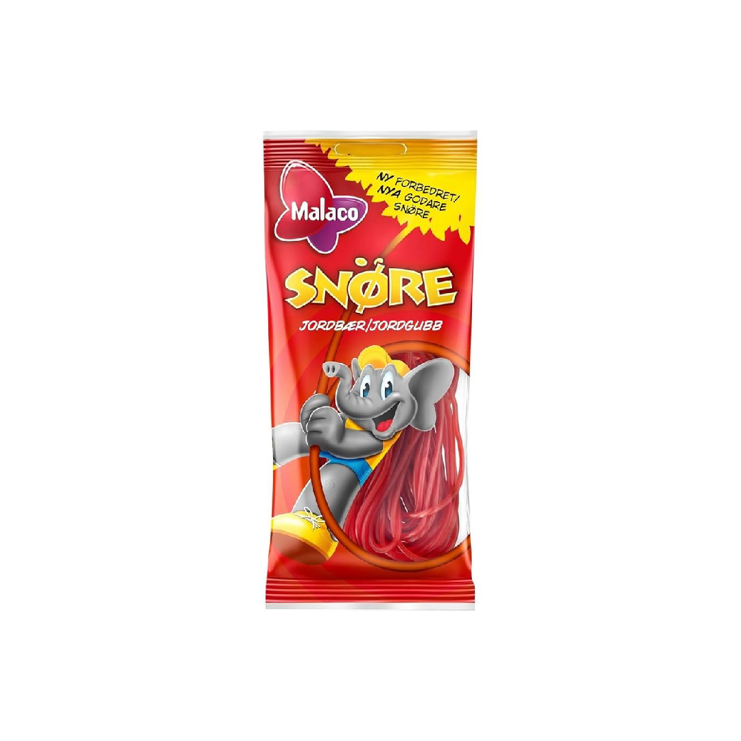 Malaco Snören Strawberry Licorice Ropes – 94g Bag