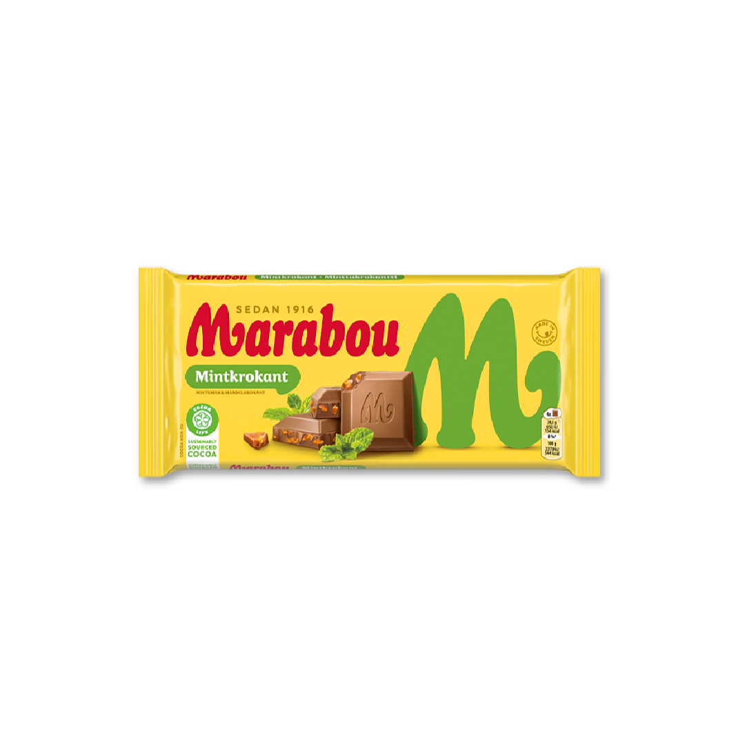 Marabou Mint Krokant Milk Chocolate Bar – 200g