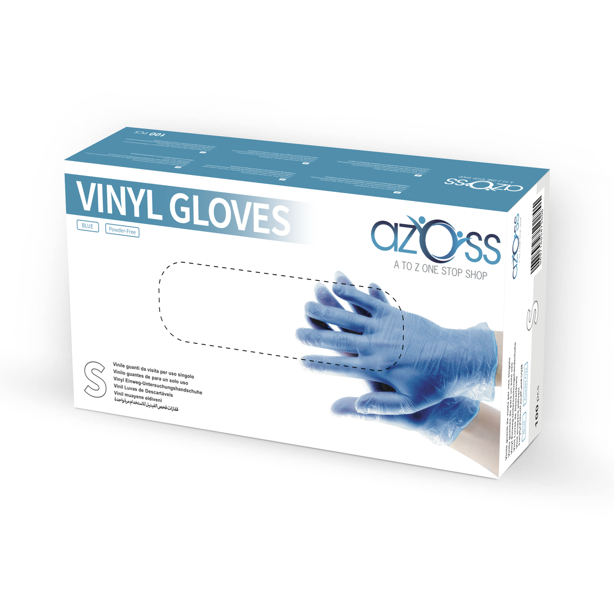 Azoss Disposable Vinyl Gloves Blue - Small