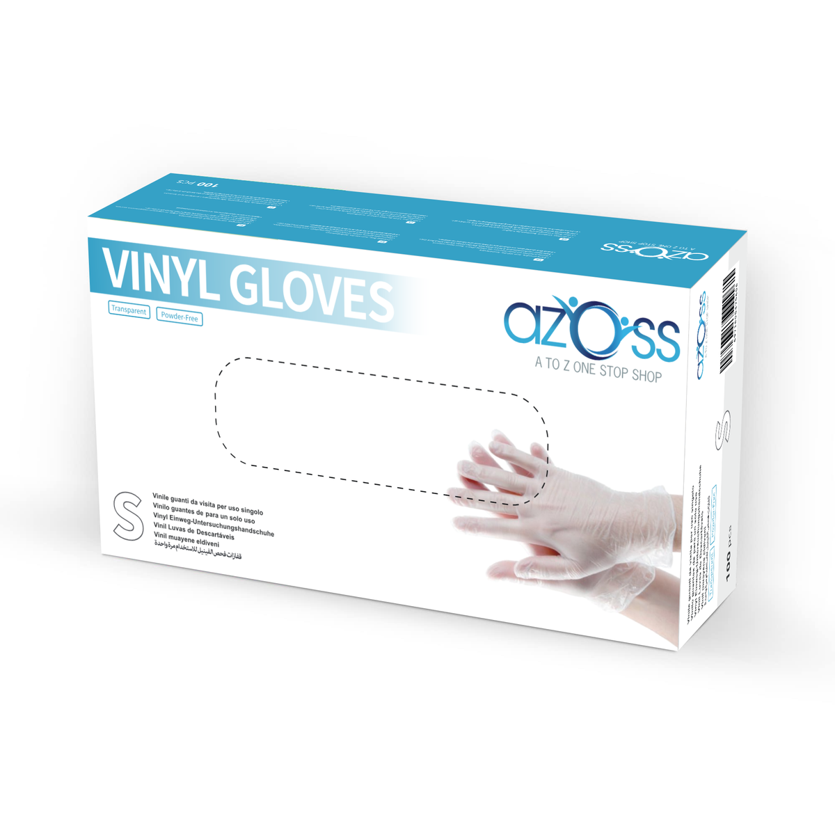 Azoss Vinyl Gloves Clear Small 100Pcs