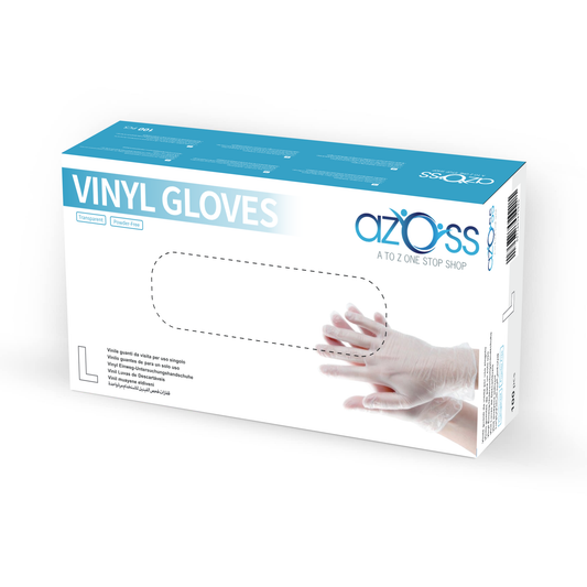 Azoss Vinyl Gloves Clear Large - 100Pcs