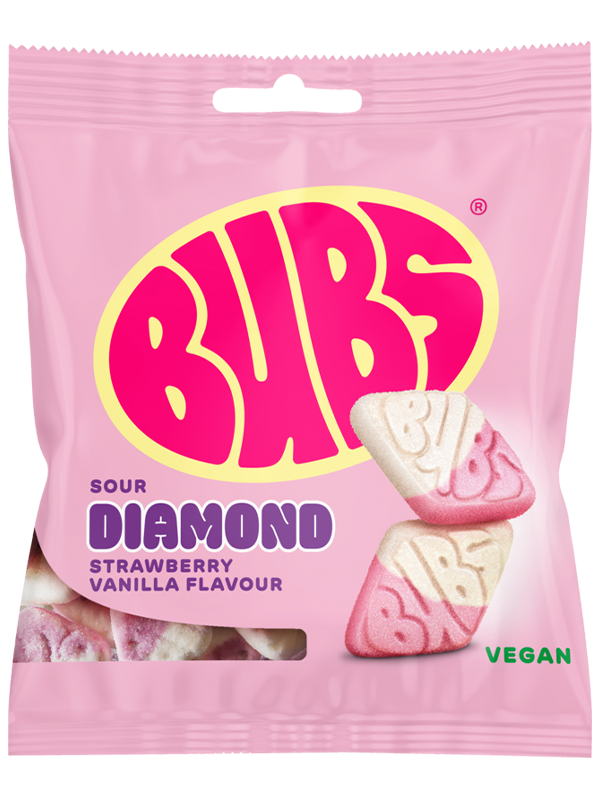 BUBS Sour Diamond Strawberry Vanilla Candy 155g