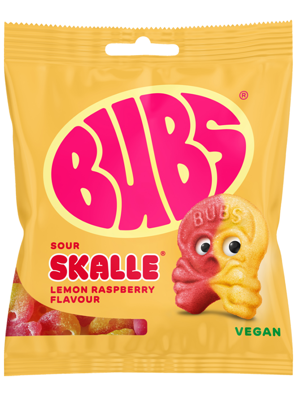 BUBS Sour Skalle Lemon Raspberry Candy 155g